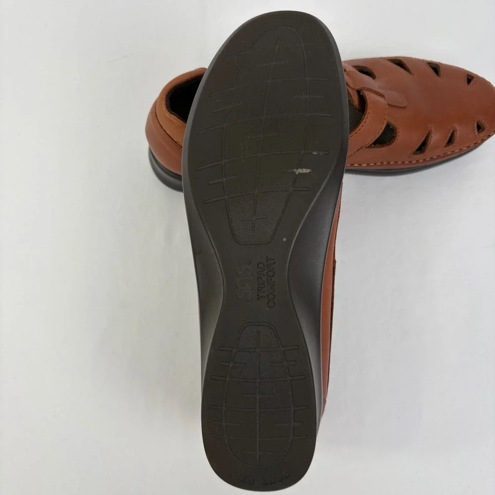SAS Roamer Women's Cognac Brown Leather Mary Jane Comfort Walking‎ Shoes 7.5 N